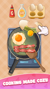 Cook & Chill cozy kitchen gameplay featuring step-by-step cooking